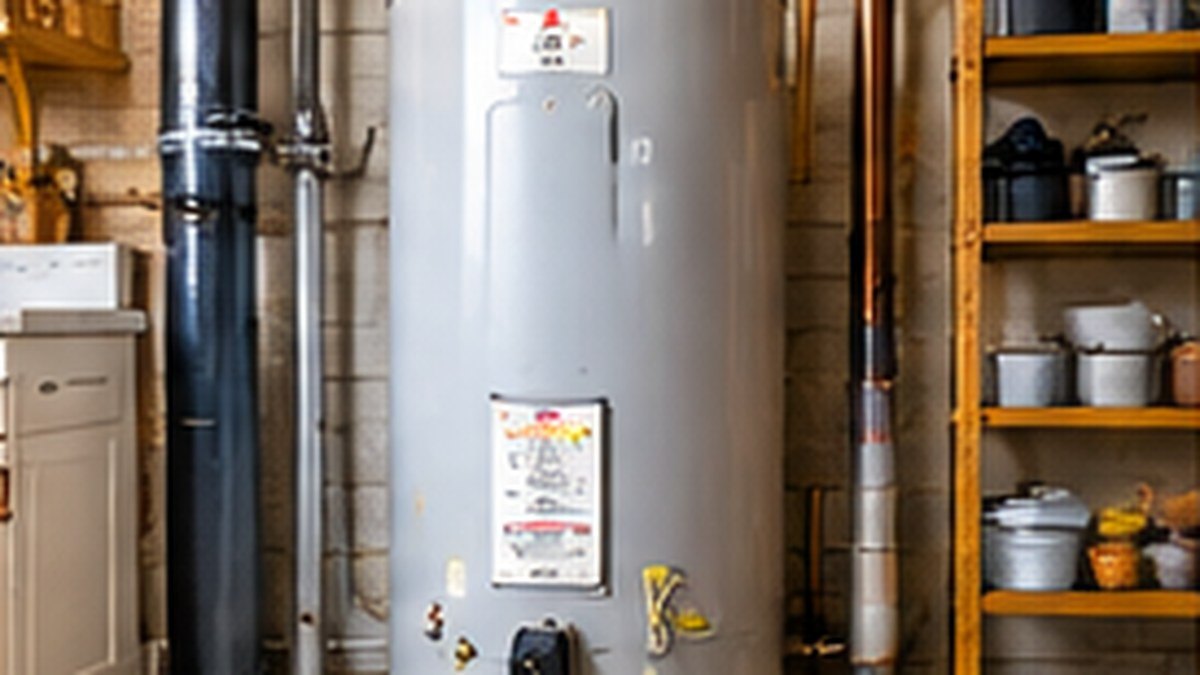 Installed water heater in a utility space
